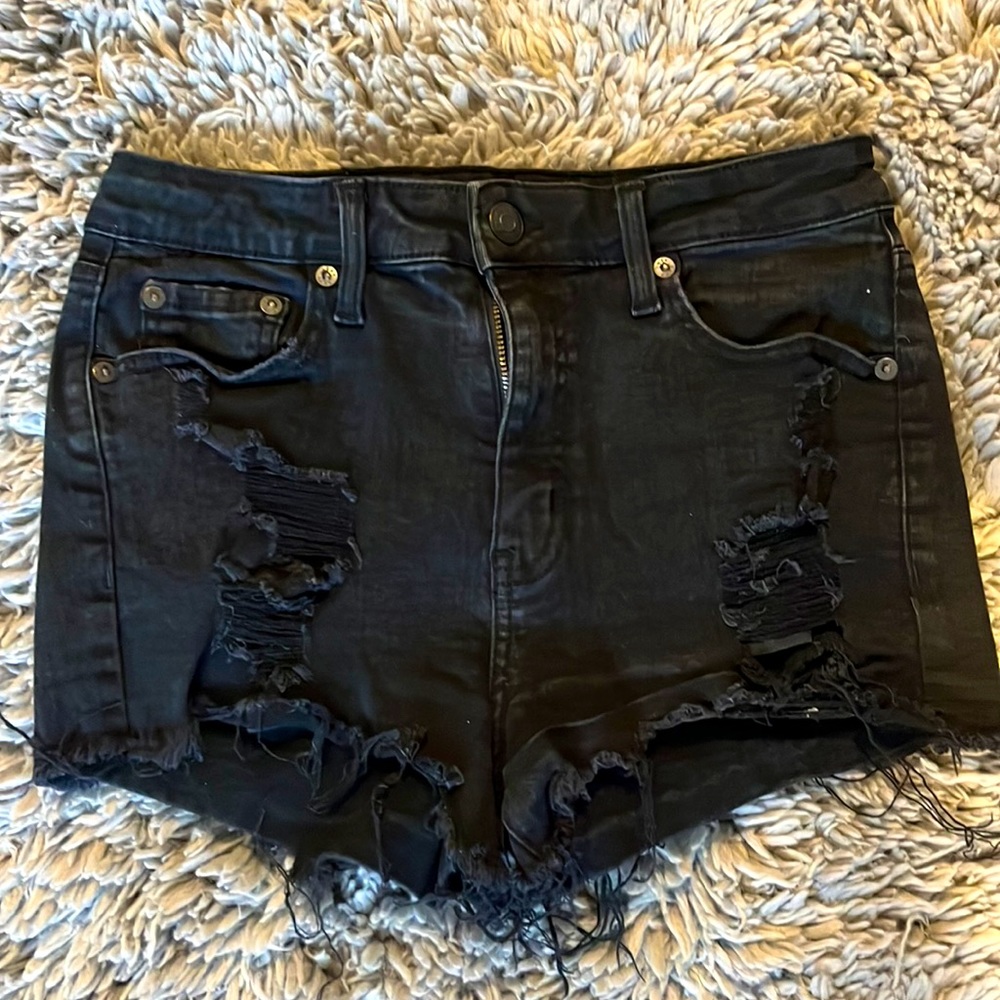 AERO High-Rise Denim Shorty Shorts